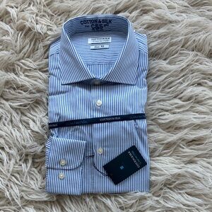 Men's Blue Striped Dress Shirt